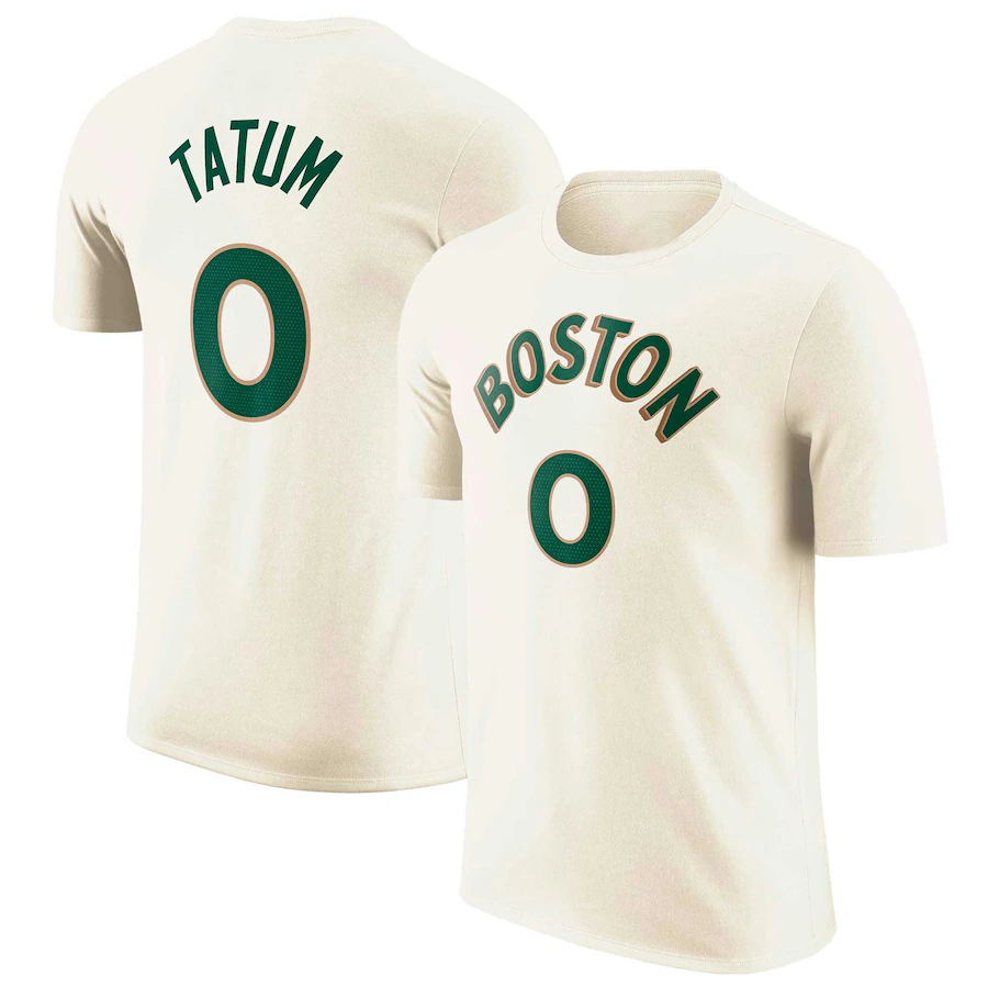 Men NBA Boston Celtics  #0 Tatum Cream T shirt->nba t-shirts->Sports Accessory